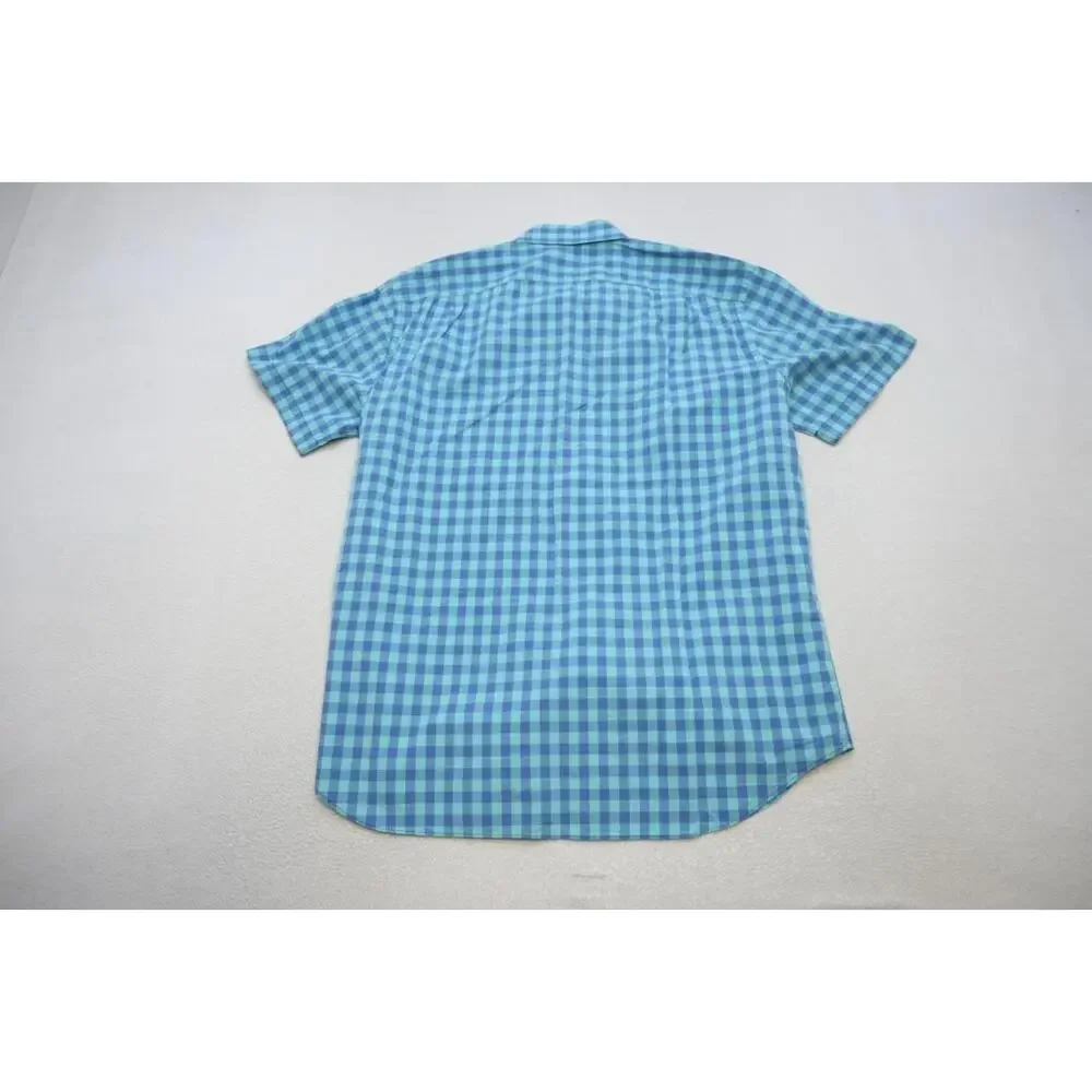 J Crew Light Weight Button‎ Up Shirt Short Sleeve Plaid Casual Mens Sz Large
